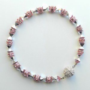 Handmade Swarovski Light Rose and Silver Bracelet
